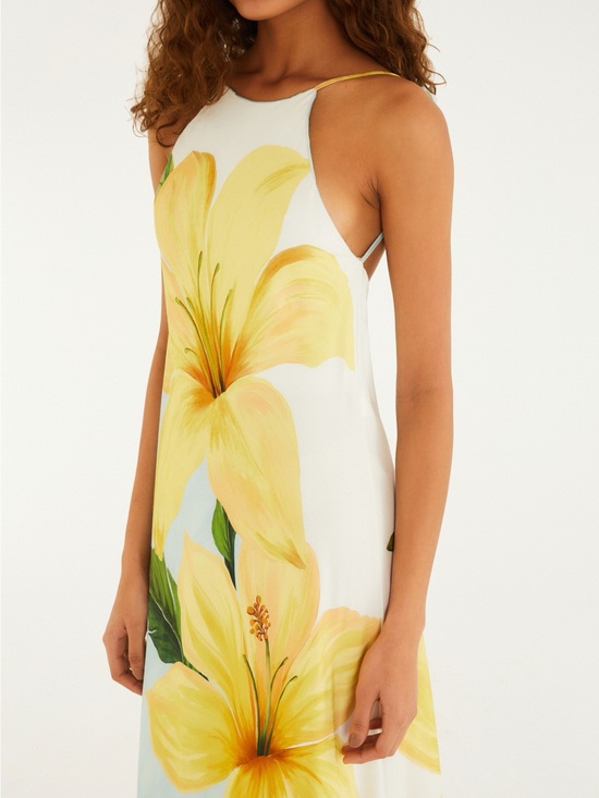 FARM Rio Dresses & Skirts - FARM Rio White Maxi Dress with Yellow Floral Print